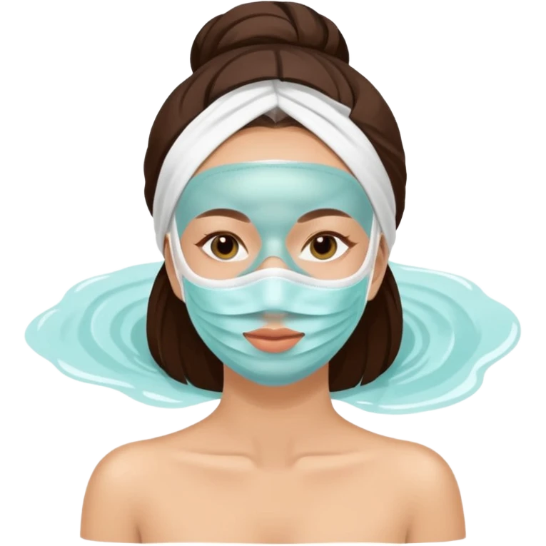 Lady with face mask spa beauty full face relaxing emoji