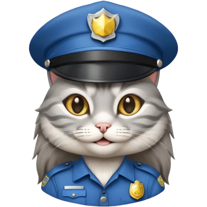 happy grey long hair cat police emoji