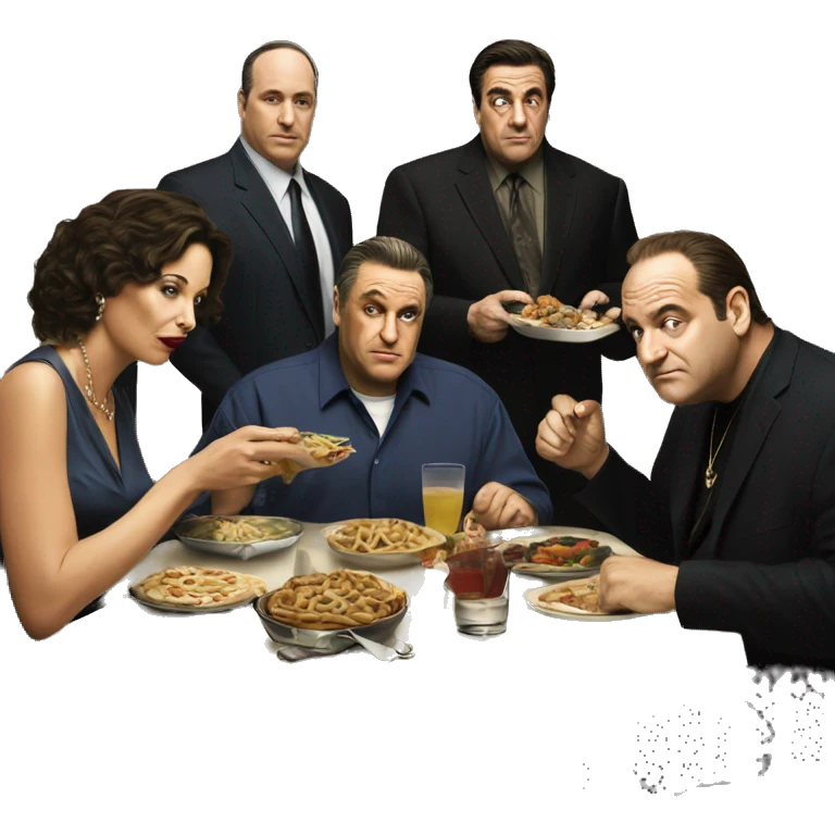 Sopranos cast eating dinner emoji