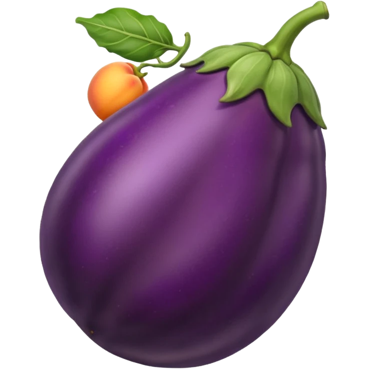 An eggplant going into a peach emoji