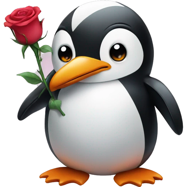 penguin with rose emoji