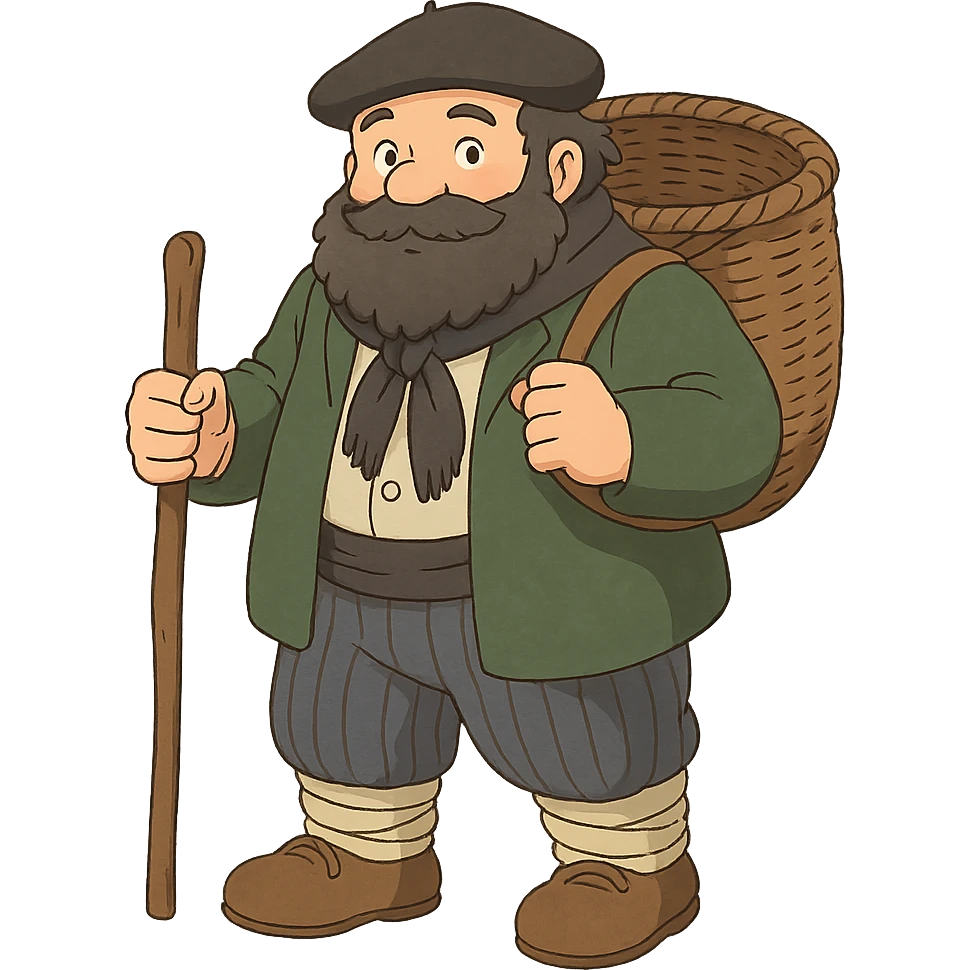 Ghibli style illustration of Basque mythological creature Olentzero emoji