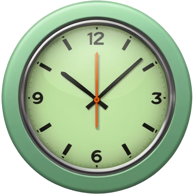make Clock in minimalism in loght Green color without numbers  emoji