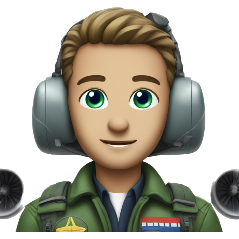 Pilot with blue/green eyes with plane emoji
