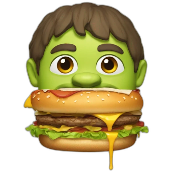 Shrek eat a burger emoji