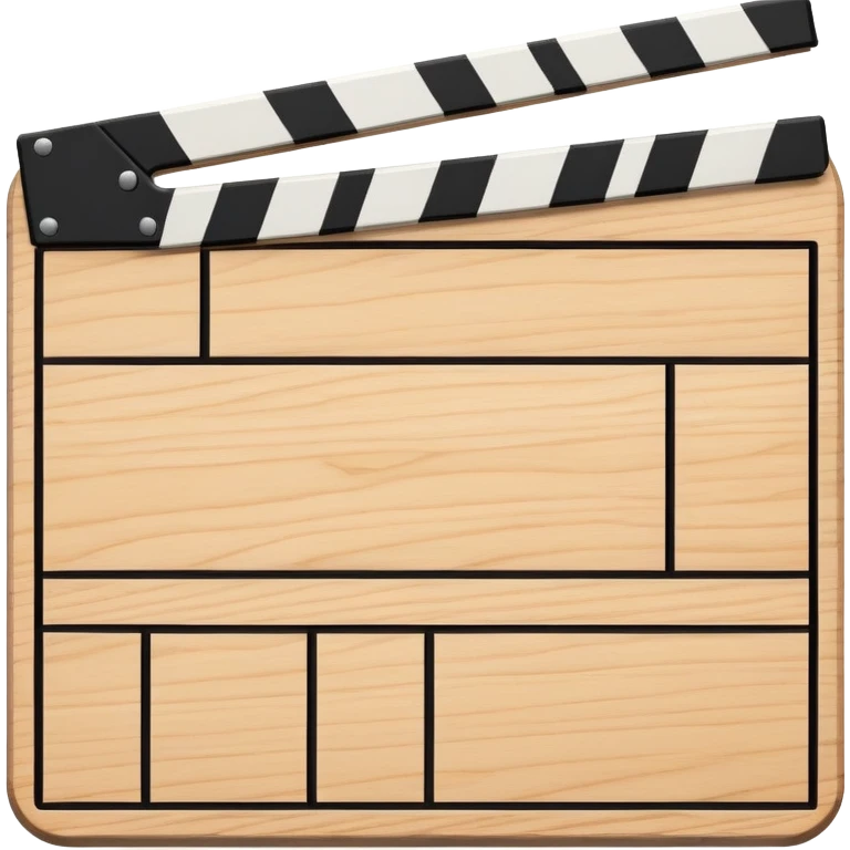 simple clapperboard from top view, geometric outline with thin black lines and single diagonal line, minimalist emoji