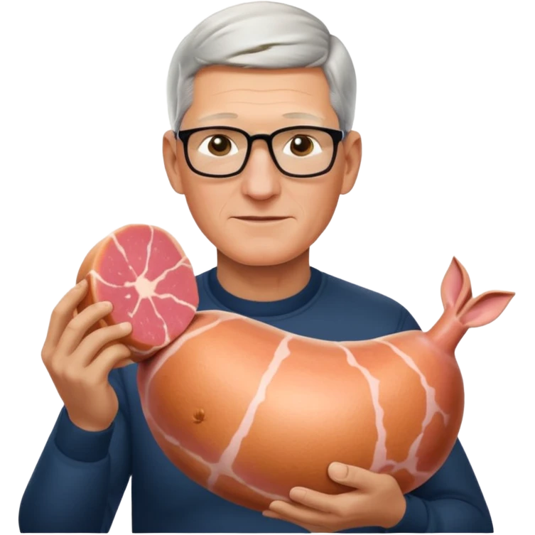 Tim Cook holding one ham emoji