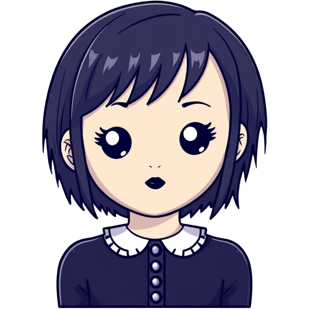 pale skin goth girl with black hair emoji