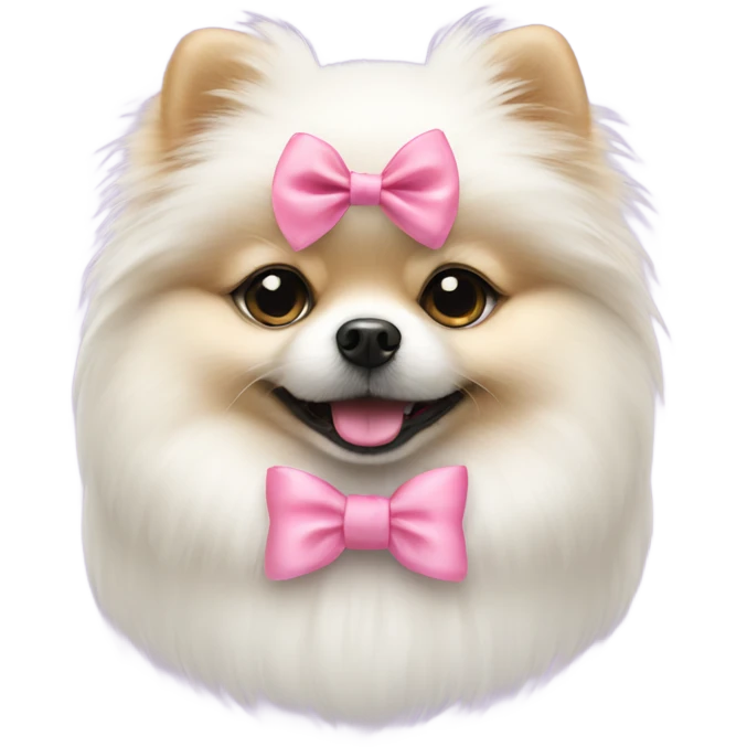 White Pomeranian with pink bow emoji