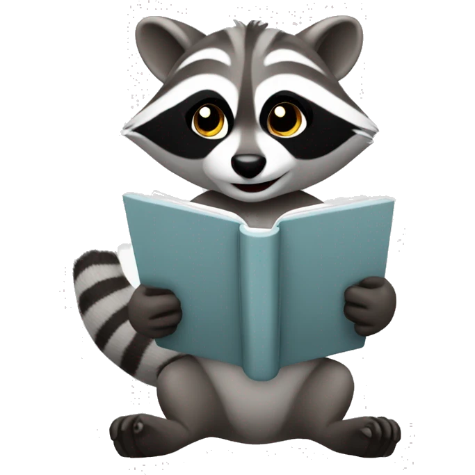 Female Racoon Reading on an e-Reader emoji