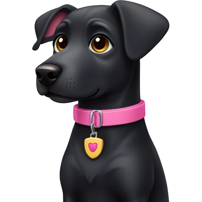 Black dog with pink collar emoji