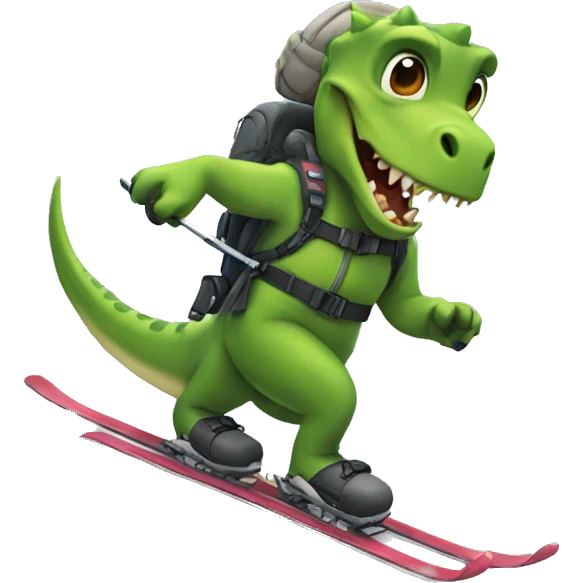 Dino skiing emoji
