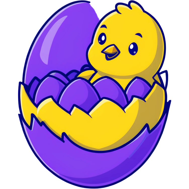 Yellow baby chick hatching from decorative Easter egg emoji