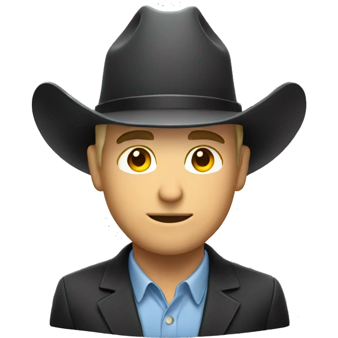 White man in a suit with a cowboy hat emoji