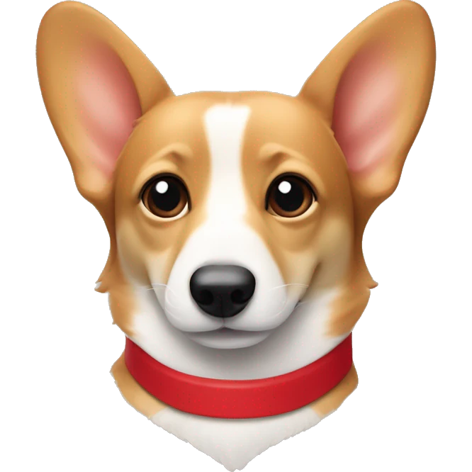 Wiener dog/corgi face tan and white, ears down, with red collar  emoji