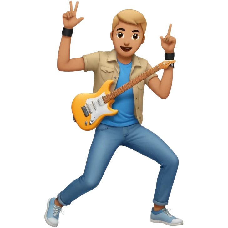 playing epic air guitar emoji