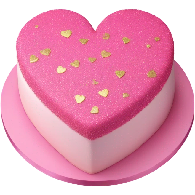 detailed pink heart cake with glitter emoji