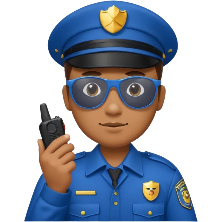 school security, blue cloth, sun glasses, holding walkie-talkie emoji