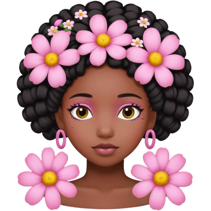 Pastel Pink Black Girl With Flowers emoji