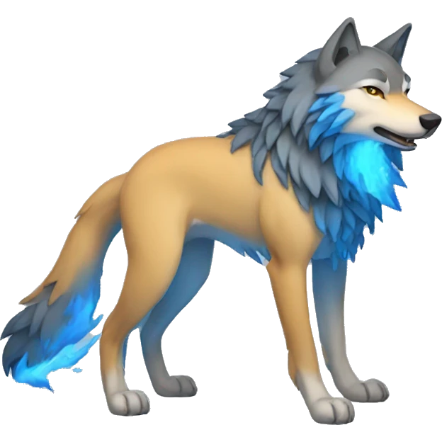 Blue flame wolf emoji