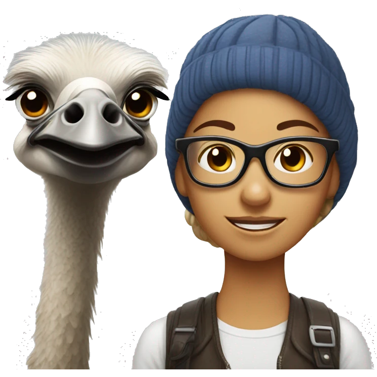 Pretty Girl with glasses riding ostrich emoji