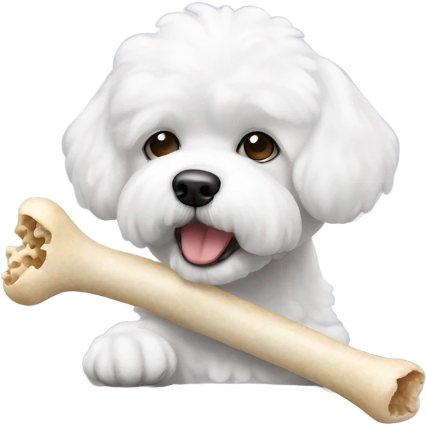 Bichon dog eating a bone emoji