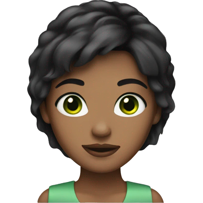 Black hair green eyes woman emoji