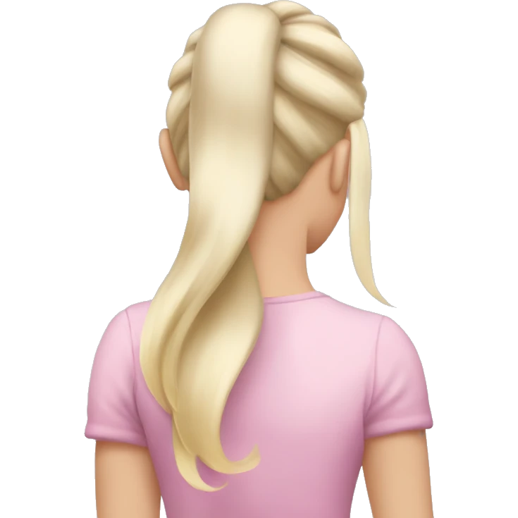 Light pink coquette white blonde beautiful girl with long hair and half of her back her in one pony tail emoji