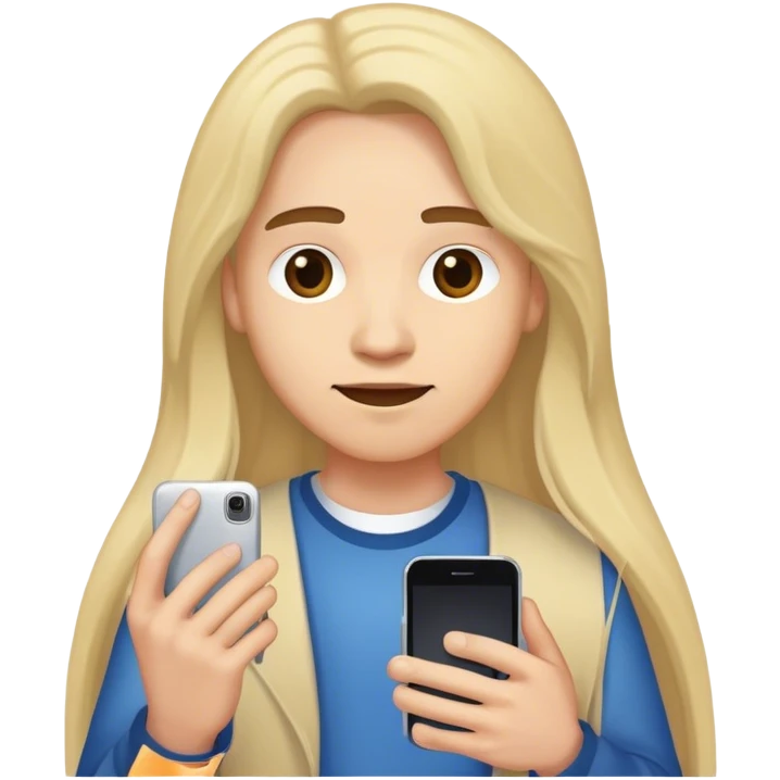 someone with long hair and has a phone in his hand emoji