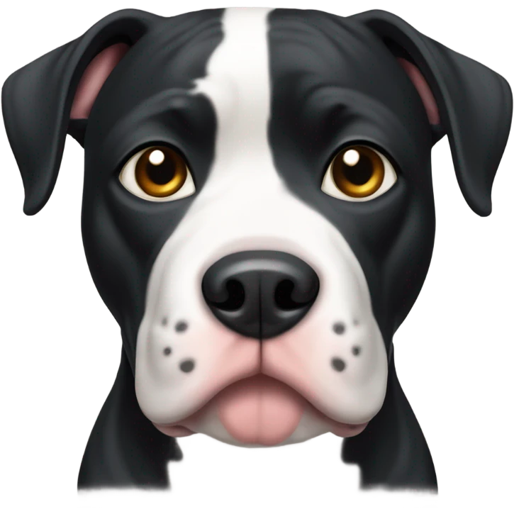 Black pit bull dog with white accents looking nervous emoji