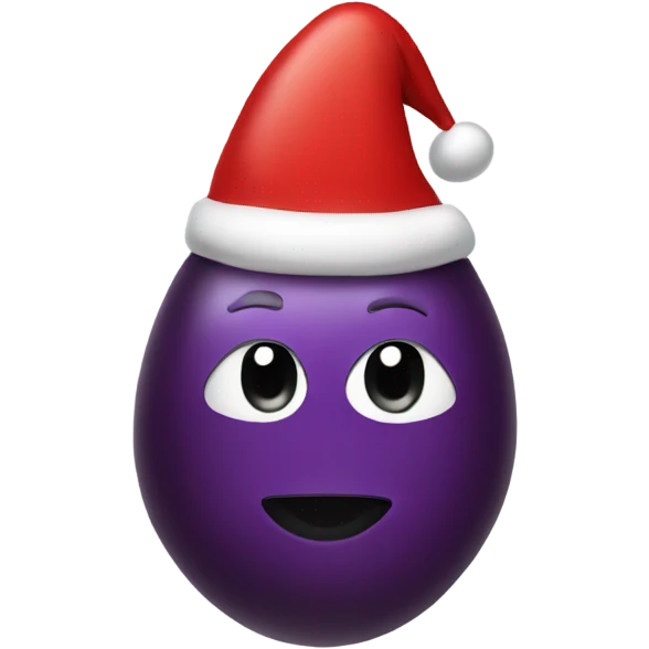 Brown eggplant wearing Santa hat emoji