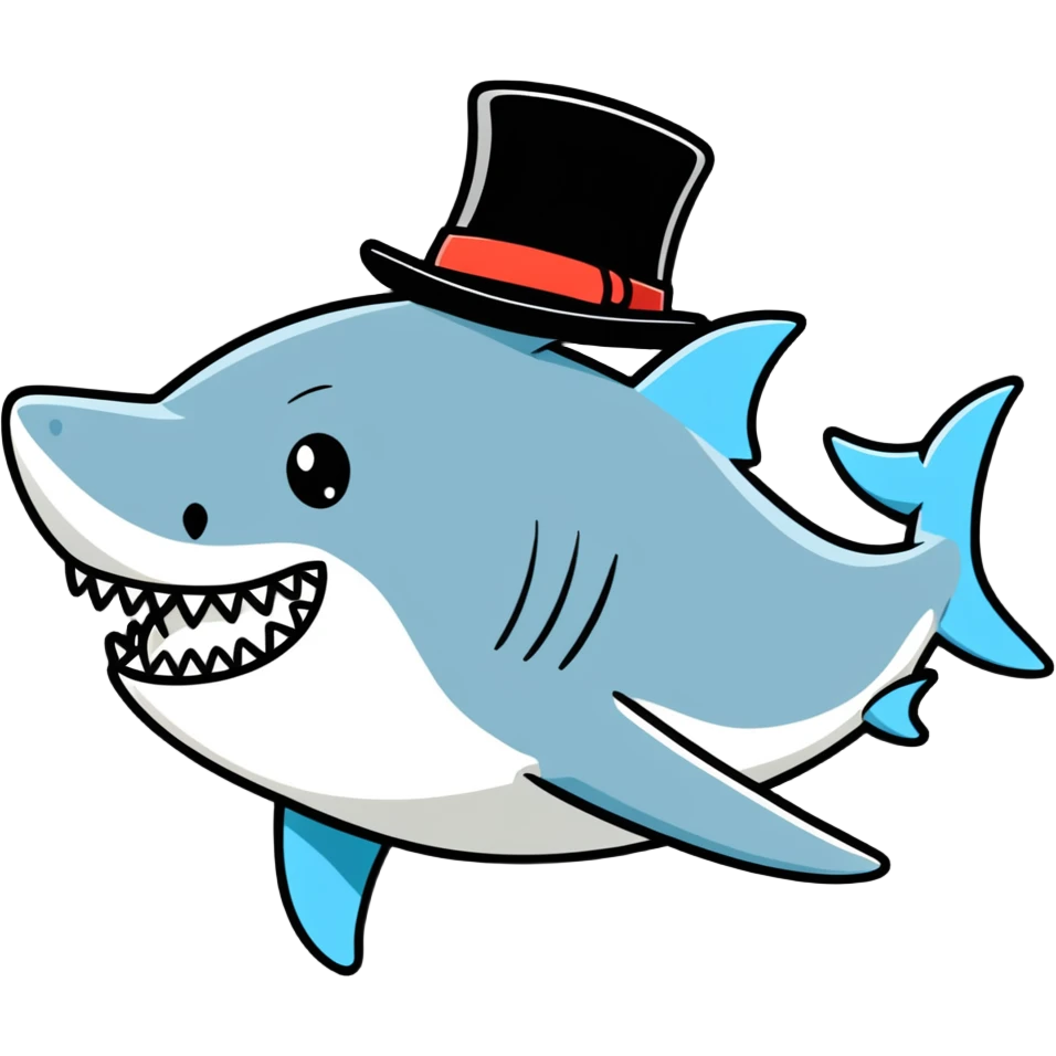 Shark with a top hat emoji