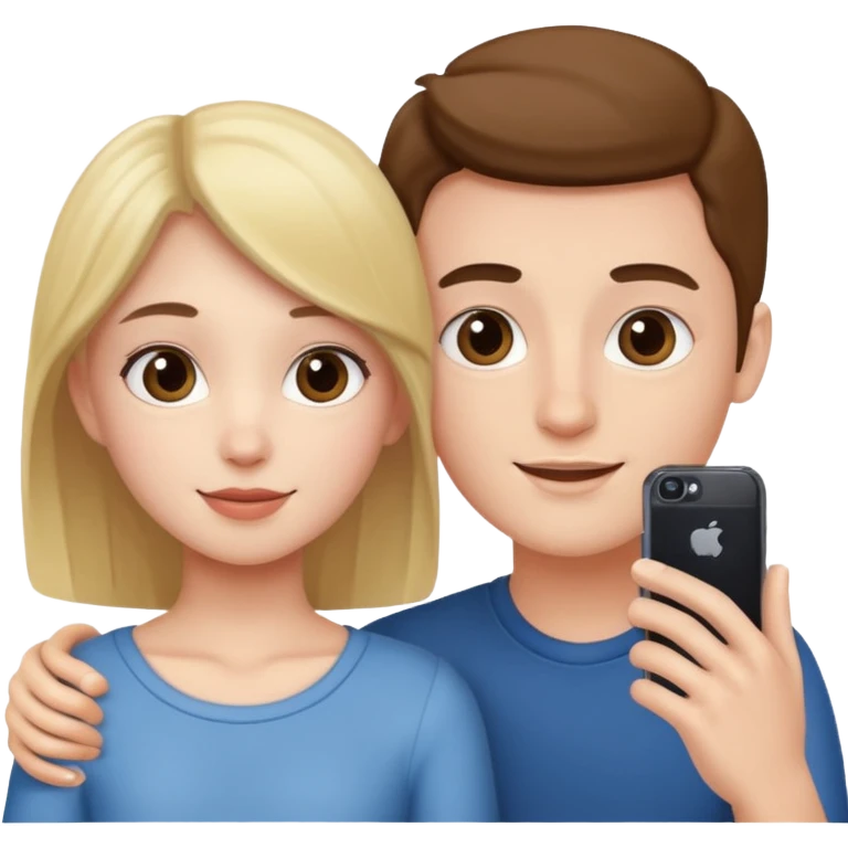 a girl and a boy posing for a selfie emoji