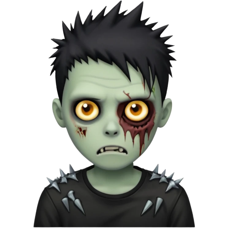 zombie boy with spiky emo hair and black shirt  emoji