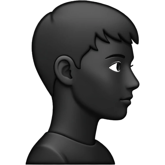 Minimalistic flat vector icon, iOS style, thin black outline on white background. Person silhouette. Black, completely monochrome, matte.  emoji