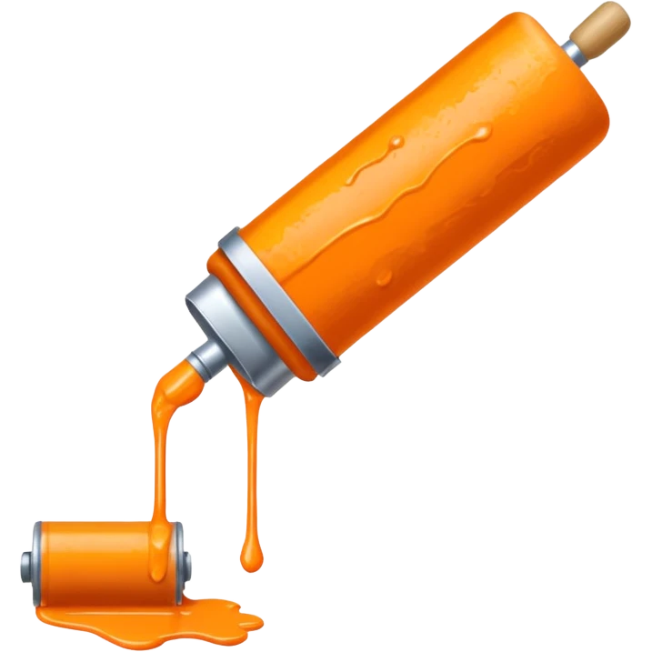 paint roller with orange paint on it emoji