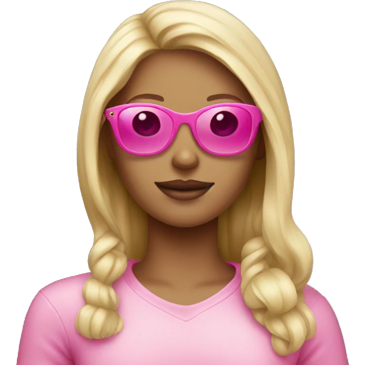 Blonde girl wearing pink sunglasses  emoji