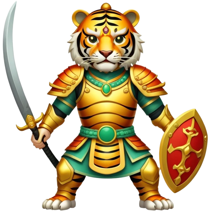 Ancient Chinese tiger warrior with traditional armor emoji