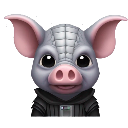 Lavender gray Pig darth Vader face armadillo darth Vader fanned tail feathered tail pig armadillo darth Vader face emoji