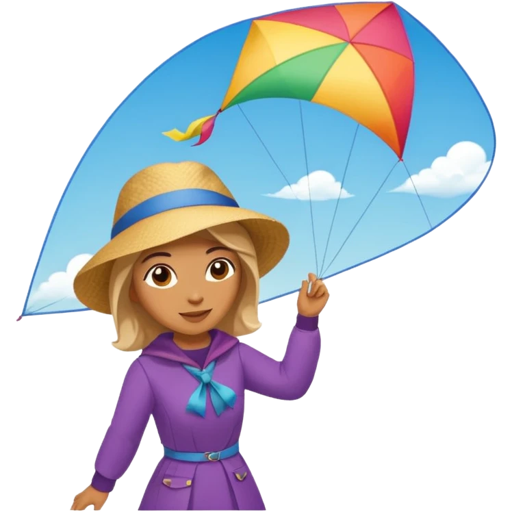women with kite,Kite Flyers, big kite. emoji