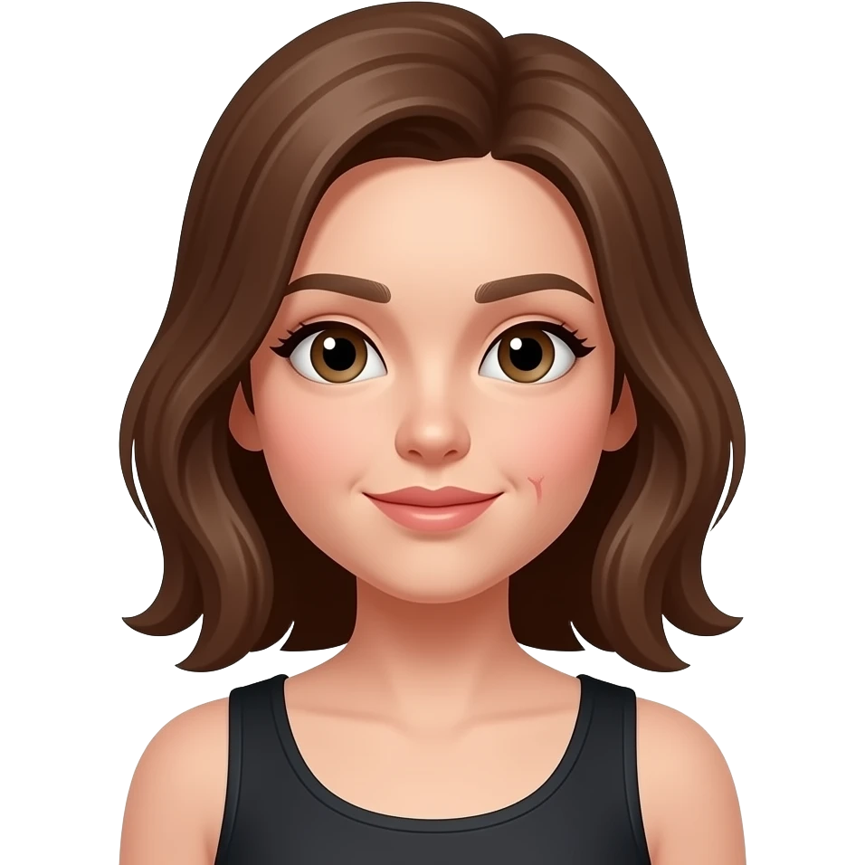 Pretty girl with brown hair and a kiss mark on her neck emoji