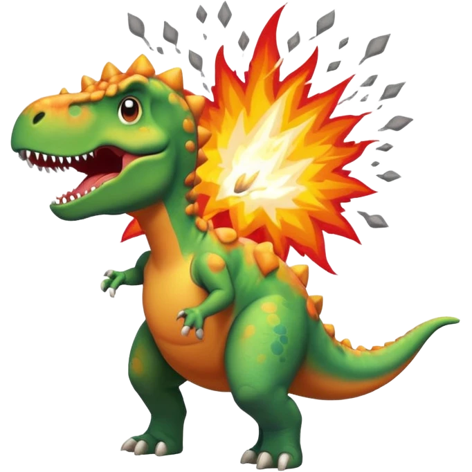 Dinosaur farting out a explosion emoji
