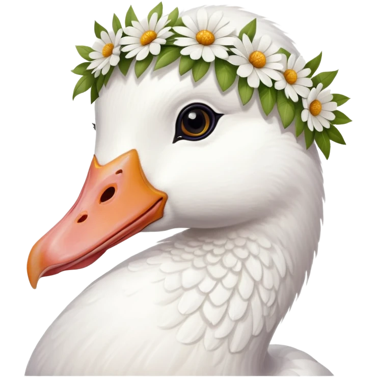 white goose with a flower crown close-up emoji
