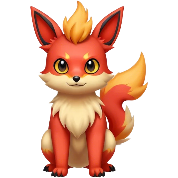 Cool cute edgy kawaii Quilava-Litten-Flareon-animal-creature-hybrid full body emoji