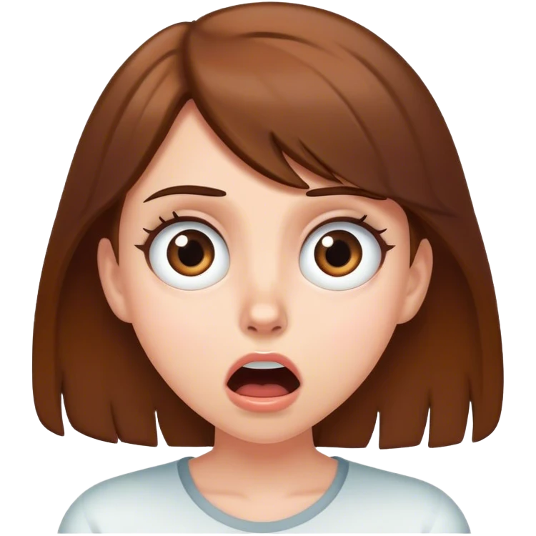 shocked girl with brown hair white girl emoji