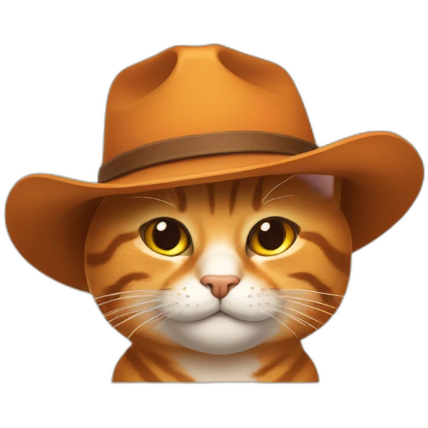 orange, smirking, tabby cat while wearing a brown cowboy hat emoji