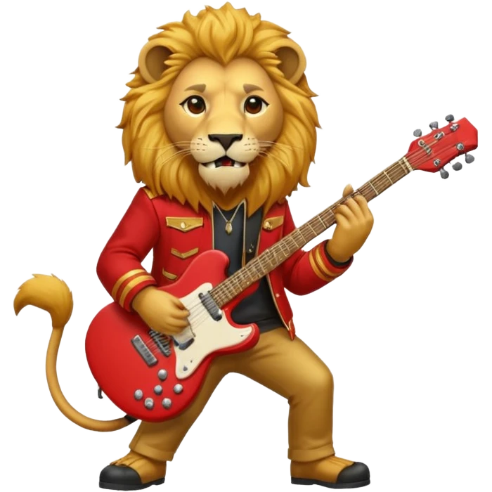 guitar rock lion head, red jacket emoji