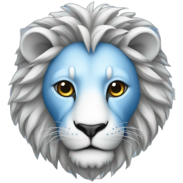 lion in mask blue-white checkerboard color emoji