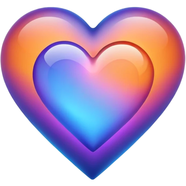 glowing matte orange purple blue transparent heart emoji