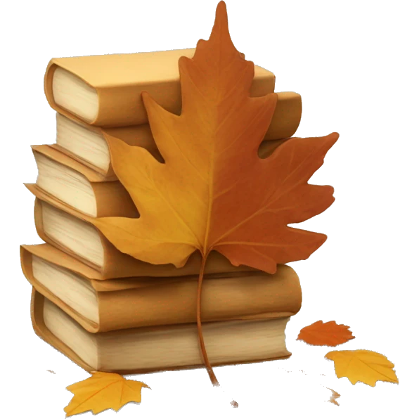 brown stack of letters and autumn leaf emoji
